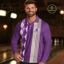 Load image into Gallery viewer, Retro Purple argyle pattern Bowling shirts For Men custom bowling team jerseys Bowler Outfits NQS10275