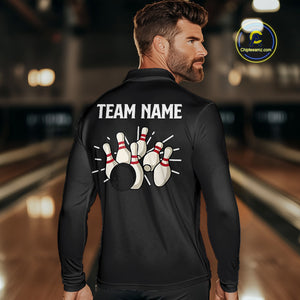 Retro Black argyle pattern Bowling shirts For Men custom bowling team jerseys Bowler Outfits NQS10276