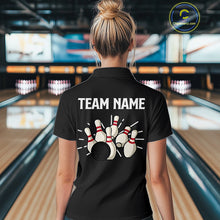 Load image into Gallery viewer, Retro Black argyle pattern Bowling shirts For Women custom bowling team jerseys Bowler Outfits NQS10276