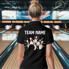 Load image into Gallery viewer, Retro Black argyle pattern Bowling shirts For Women custom bowling team jerseys Bowler Outfits NQS10276