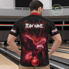 Load image into Gallery viewer, Black and Red Flame Eagle Bowling Shirt For Men Custom Team Name Bowling Jerseys For Bowlers NQS10674