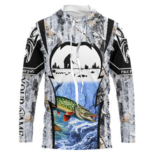 Load image into Gallery viewer, Northern Pike ice fishing Winter camo custom unisex Long sleeve fishing shirt, Ice fishing Pike jersey NQS9192