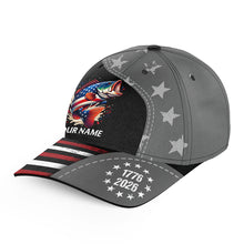 Load image into Gallery viewer, Personalized 250 freedom anniversary American Flag Bass fishing hats custom Unisex fishing hat cap NQS11478