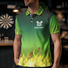 Load image into Gallery viewer, Yellow Green Flame Darts Shirts For Men Custom Fire Team Darts Jerseys NQS9558