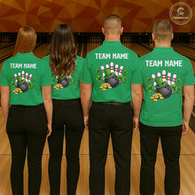 Load image into Gallery viewer, Retro Green argyle pattern shamrock Bowling shirts For Women custom St Patrick's bowling team jersey NQS11667