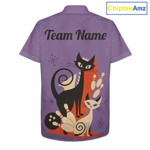 Load image into Gallery viewer, Custom retro bowling Hawaiian shirts Cat Bowling jersey Team Bowling button up Shirt | Purple NQS11668
