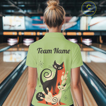 Load image into Gallery viewer, Custom retro bowling shirts Cats Bowling jersey for Women Team Bowling Polo, 1/4 Zip Shirts | Green NQS11670