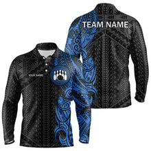 Load image into Gallery viewer, Black and Blue Tribal pattern Mens Bowling Shirts Custom Bowling outfit men Team bowling league jersey NQS9713