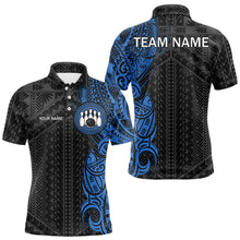 Load image into Gallery viewer, Black and Blue Tribal pattern Mens Bowling Shirts Custom Bowling outfit men Team bowling league jersey NQS9713