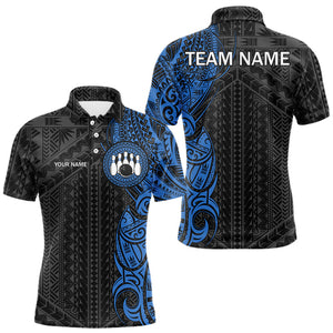 Black and Blue Tribal pattern Mens Bowling Shirts Custom Bowling outfit men Team bowling league jersey NQS9713