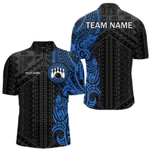 Load image into Gallery viewer, Black and Blue Tribal pattern Mens Bowling Shirts Custom Bowling outfit men Team bowling league jersey NQS9713