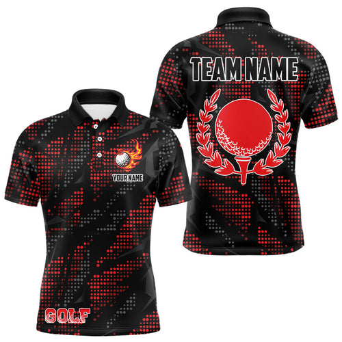 Black and Red Camo Golf Polo Shirts For Men Custom mens golf outfit team golf shirts NQS9715