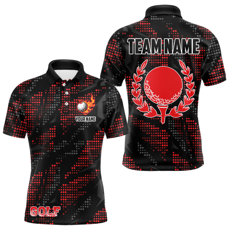 Black and Red Camo Golf Polo Shirts For Men Custom mens golf outfit team golf shirts NQS9715