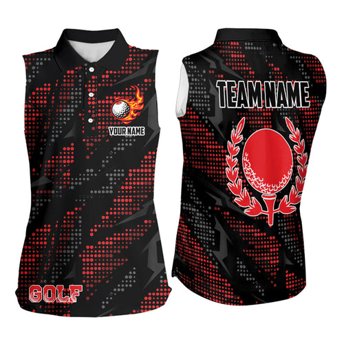 Black and Red Camo Womens golf shirts sleeveless Custom ladies golf outfit team golf shirts NQS9715