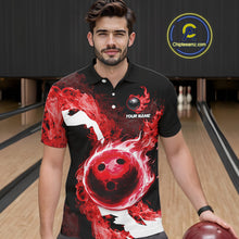 Load image into Gallery viewer, Red Flame Fire Bowling Shirts for Men Custom Bowling Team Jersey Bowling Polo &amp; Quarter-Zip Shirts NQS11751