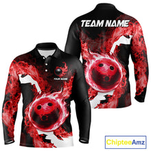 Load image into Gallery viewer, Red Flame Fire Bowling Shirts for Men Custom Bowling Team Jersey Bowling Polo &amp; Quarter-Zip Shirts NQS11751