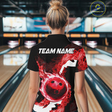 Load image into Gallery viewer, Red Flame Fire Bowling Shirts for Women Custom Bowling Team Jersey Bowling Polo &amp; Quarter-Zip Shirts NQS11751