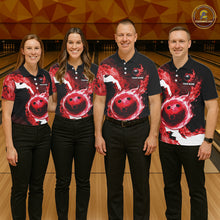 Load image into Gallery viewer, Red Flame Fire Bowling Shirts for Men Custom Bowling Team Jersey Bowling Polo &amp; Quarter-Zip Shirts NQS11751