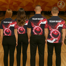 Load image into Gallery viewer, Red Flame Fire Bowling Shirts for Men Custom Bowling Team Jersey Bowling Polo &amp; Quarter-Zip Shirts NQS11751