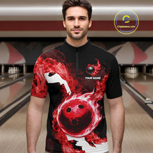 Load image into Gallery viewer, Red Flame Fire Bowling Shirts for Men Custom Bowling Team Jersey Bowling Polo &amp; Quarter-Zip Shirts NQS11751