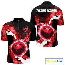 Load image into Gallery viewer, Red Flame Fire Bowling Shirts for Men Custom Bowling Team Jersey Bowling Polo &amp; Quarter-Zip Shirts NQS11751