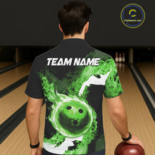 Load image into Gallery viewer, Green Flame Fire Bowling Hawaiian Shirt Custom Bowling Team Jersey Bowling Button-up Shirts NQS11752