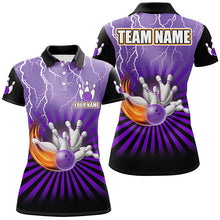 Load image into Gallery viewer, Women Bowling Shirts Custom lightning storm vintage Bowling Team Jersey, gift for Bowlers | Purple NQS8283