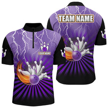 Load image into Gallery viewer, Mens Bowling Shirts Custom lightning storm vintage Bowling Team Jersey, gift for Bowlers | Purple NQS8283