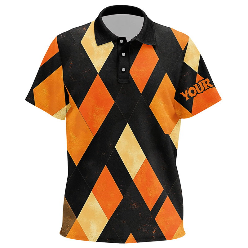 Black and orange argyle pattern Kid golf polo shirts custom halloween kids golf clothes NQS8290