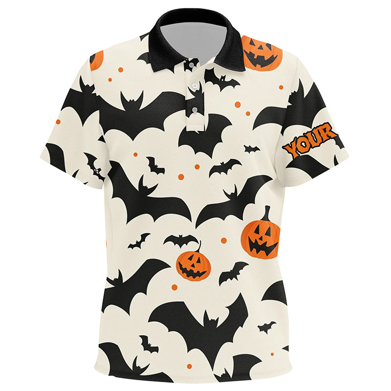 Bats and Pumpkin Halloween pattern Kid golf polo shirts custom halloween golf shirt for children NQS8294