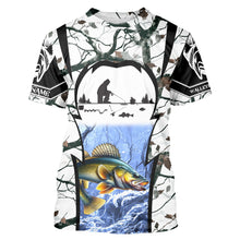 Load image into Gallery viewer, Ice fishing walleye winter camo custom fishing shirts for men Performance shirts NQS1011