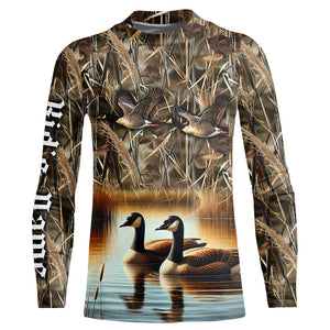 Goose Hunting waterfowl camo Customize Name 3D All Over Printed Shirts Personalized Hunting gift NQS4152