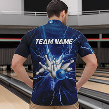 Load image into Gallery viewer, Men's bowling Quarter Zip shirts Custom blue lightning thunder Bowling Team Jersey, gift for Bowlers NQS6638