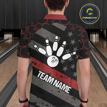 Load image into Gallery viewer, Black American flag Men bowling shirts Custom bowling camo Team Jerseys, gift for Bowlers | Red NQS10895
