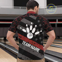 Load image into Gallery viewer, Black American flag Men bowling shirts Custom bowling camo Team Jerseys, gift for Bowlers | Red NQS10895
