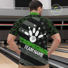 Load image into Gallery viewer, Black American flag Men bowling shirts Custom bowling camo Team Jerseys, gift for Bowlers | Green NQS10896