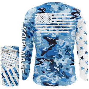 American flag Blue camo fishing personalized patriotic UV Protection camouflage Fishing jerseys NQS8969