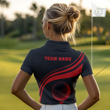 Load image into Gallery viewer, Personalized polo golf shirts for women custom black and red ladies golf shirts team golf jersey NQS11075