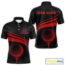 Load image into Gallery viewer, Personalized polo golf shirts for men custom black and red mens golf shirts team golf jersey NQS11075