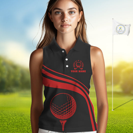 Personalized sleeveless polo golf shirts for women custom black and red golf shirts team golf jersey NQS11075
