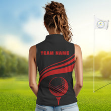 Load image into Gallery viewer, Personalized sleeveless polo golf shirts for women custom black and red golf shirts team golf jersey NQS11075