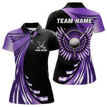 Load image into Gallery viewer, Black and Purple golf ball wings Women Golf Polo Shirts Custom golf attire for ladies golfer gifts NQS9210