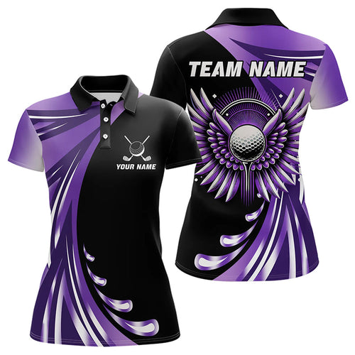 Black and Purple golf ball wings Women Golf Polo Shirts Custom golf attire for ladies golfer gifts NQS9210