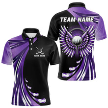 Load image into Gallery viewer, Black and Purple golf ball wings Mens Golf Polo Shirts Custom golf attire for men golfer gifts NQS9210