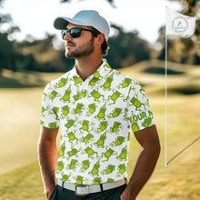 Load image into Gallery viewer, Funny Green Frog pattern Mens Golf polo shirts Custom golf attire for men, gift for golfers NQS11285