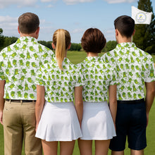 Load image into Gallery viewer, Funny Green Frog pattern Mens Golf polo shirts Custom golf attire for men, gift for golfers NQS11285