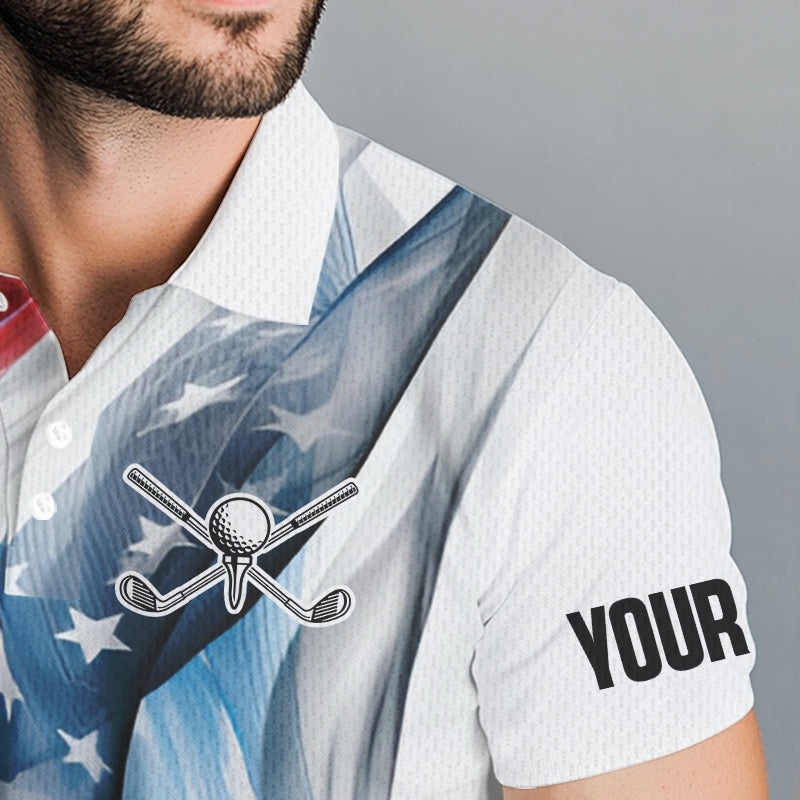 Red, White and Blue American flag Men golf polo shirts Customize patriotic Mens golf wear NQS9406
