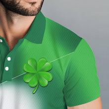 Load image into Gallery viewer, Mens golf polo shirt custom name green clover St Patrick day golf shirts, golfing gifts NQS4741