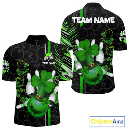 Black and Green Camo Bowling shirts for Men Custom St Patrick Shamrock Lucky Team bowling Jersey NQS11671