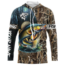 Load image into Gallery viewer, Walleye Fishing Custom Name 3D All Over Printed Camo Fishing Shirts, Personalized Fishing Gift NQS293